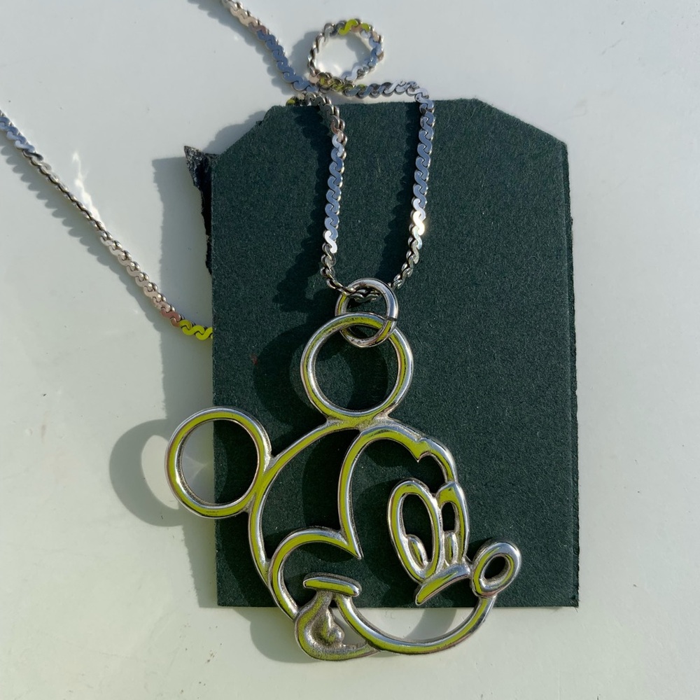 “Vintage” Sterling Silver 7.5g Van Dell Licensed Disney Mickey Mouse Pendant 18”
